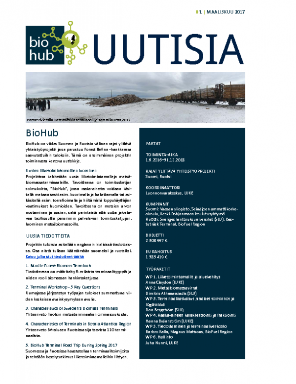2017 Uutiskirje BioHub No 1