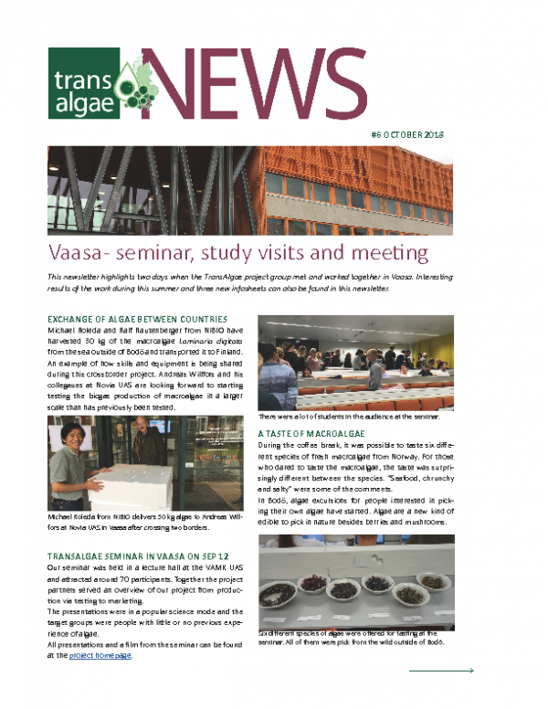 Newsletter No 6 TransAlgae