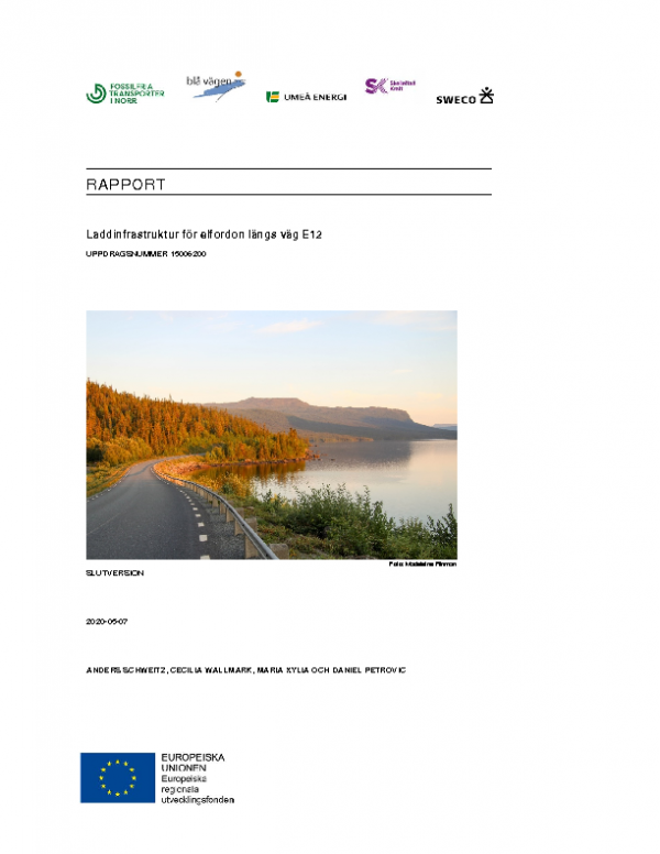 Rapport – Laddinfrastruktur för elfordon längs väg E12