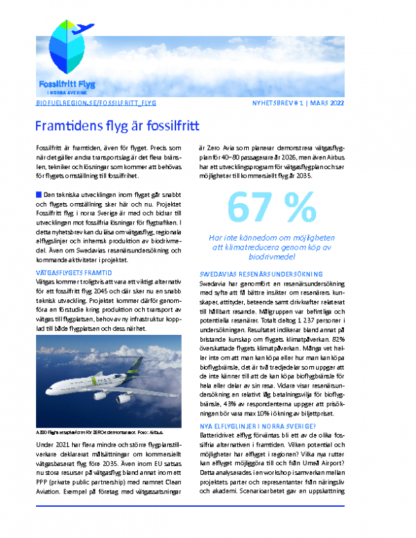 Fossilfritt flyg – Nyhetsbrev Nr 1