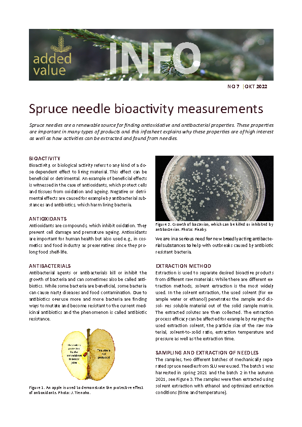 2022 INFO Spruce needle bioactivity measurements