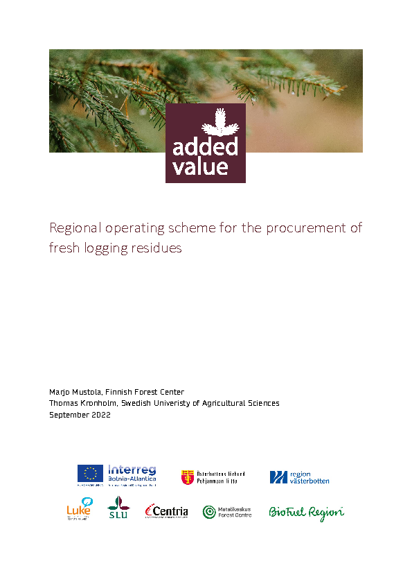 2022 Regional operating scheme for the procurement of fresh logging residues